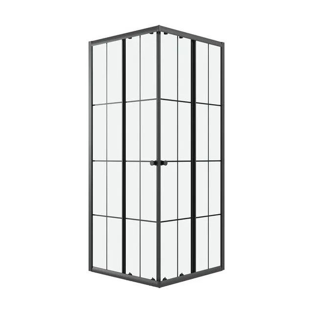 Душевое ограждение Niagara Eco NG-1010-14QKL (100х100х190) квадрат,раздвижное,черный,стекло клетка