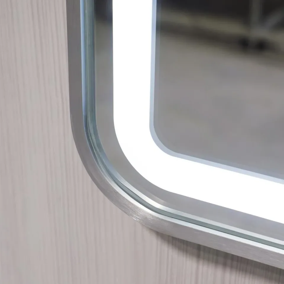 Зеркало Comforty Ситара 60 LED-подсветка, в серебряной алюминиевой раме, бесконтактный сенсор