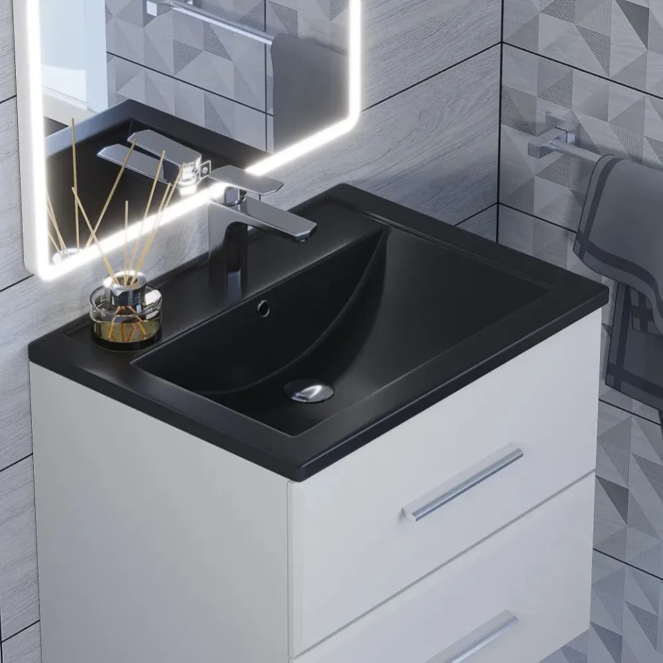 Встраиваемая раковина Uperwood Foster Quartz 61*40,5 черная матовая, уголь