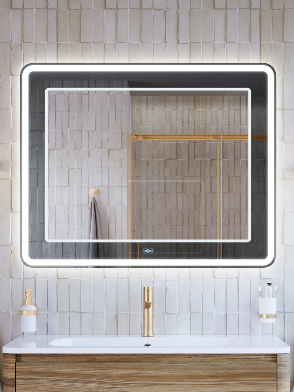 Зеркало со встроенной и контурной подсветками CEZARES CZR-SPC-RELAX-1000-800-LED-TCH-BR