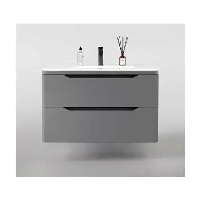 Тумба с раковиной Style Line Марелла Люкс 90 подвесная серая матовая