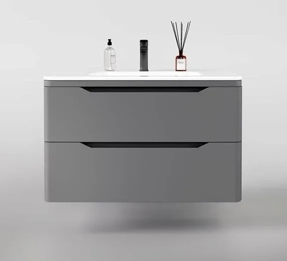 Тумба с раковиной Style Line Марелла Люкс 90 подвесная серая матовая