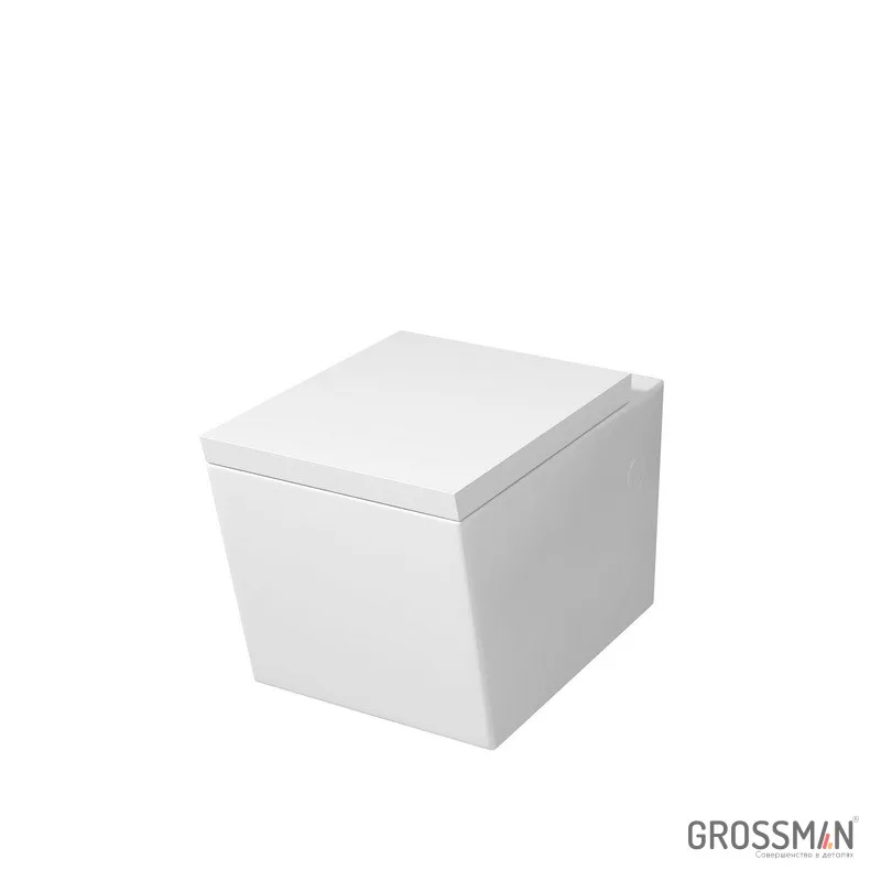 Унитаз подвесной Grossman Cristal GR-4495 (540х355х360) безободковый,белый с толстой крышкой,микролифт