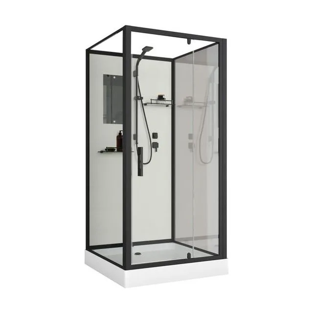 Душевая кабина Niagara Standart ST80/15Q/BL/BK (80х80х200) квадрат,поддон 15см,распашная,проф.черный,без крыши