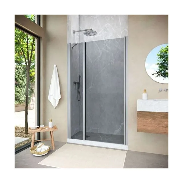 Душевая дверь Vegas-Glass EP-F-2 NOVO 115×200 см, матовый хром, стекло графит