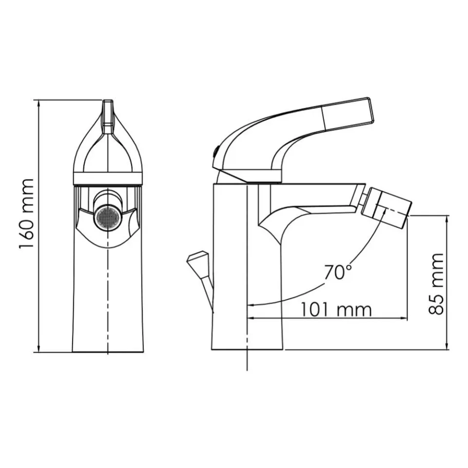 Смеситель WasserKRAFT Sauer 7106 для биде с донным клапаном, глянцевое золото