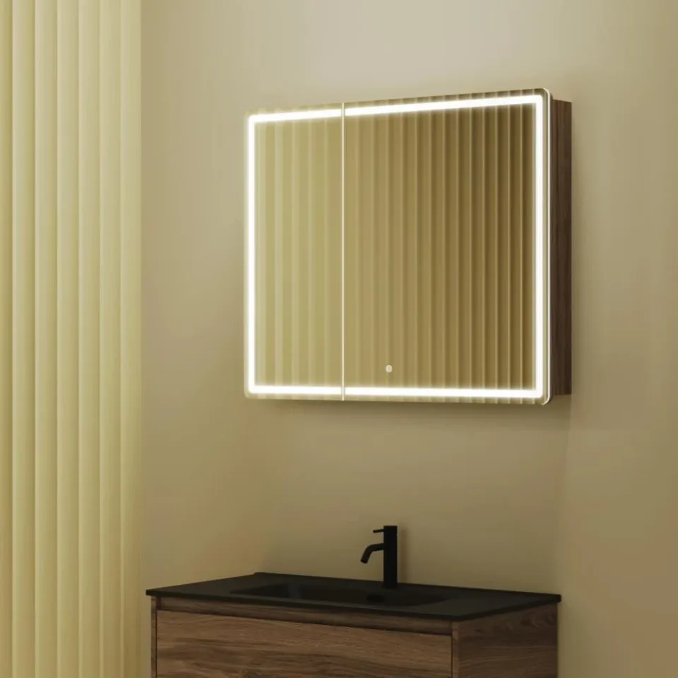 Зеркало-шкаф Sancos Mirror 89*74 с Led подсветкой дуб чарльстон