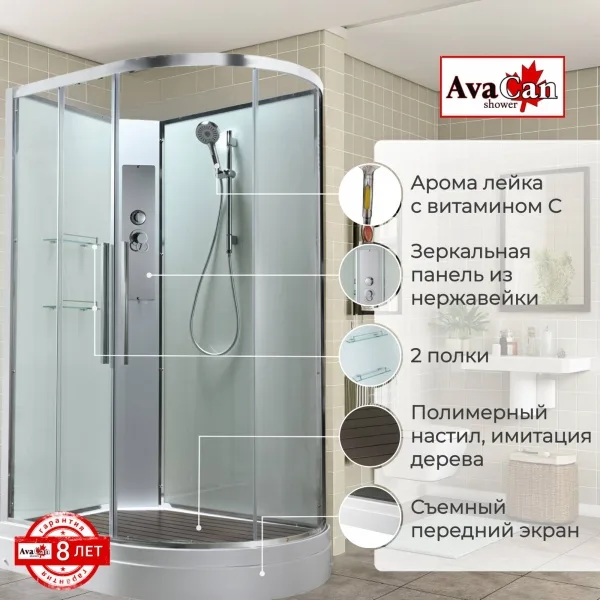 AvaCan Душевая кабина EM2812LNT без крыши прозрачная