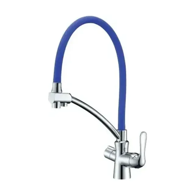 Смеситель Lemark Comfort LM3070C-Blue для кухни с функцией подключения фильтра гибкий излив хром/синий