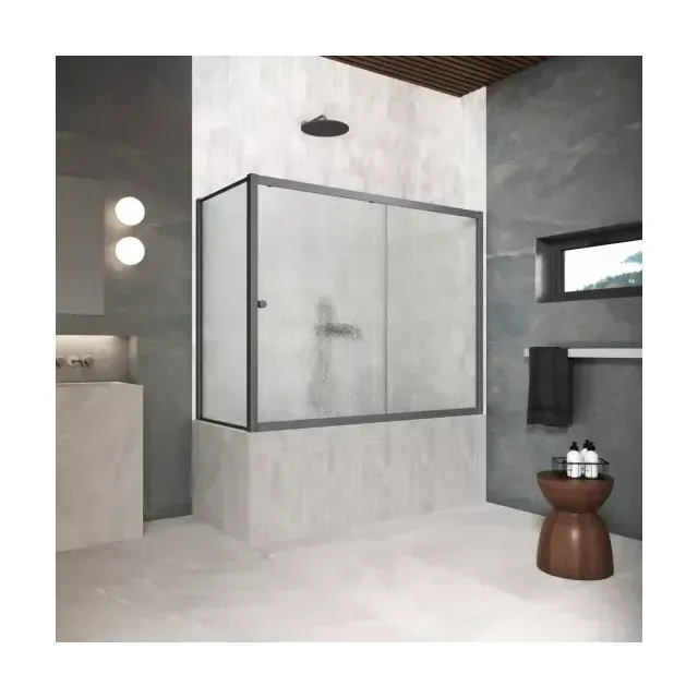 Шторка на ванную ZV+ZVF Protec 170*80 06 02, профиль GunMetal, стекло шиншилла