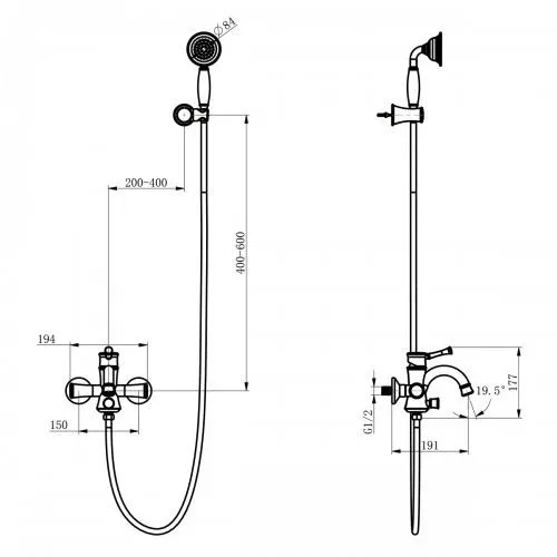 Смеситель Lemark Peretto LM6302RB для ванны и душа черный кофе