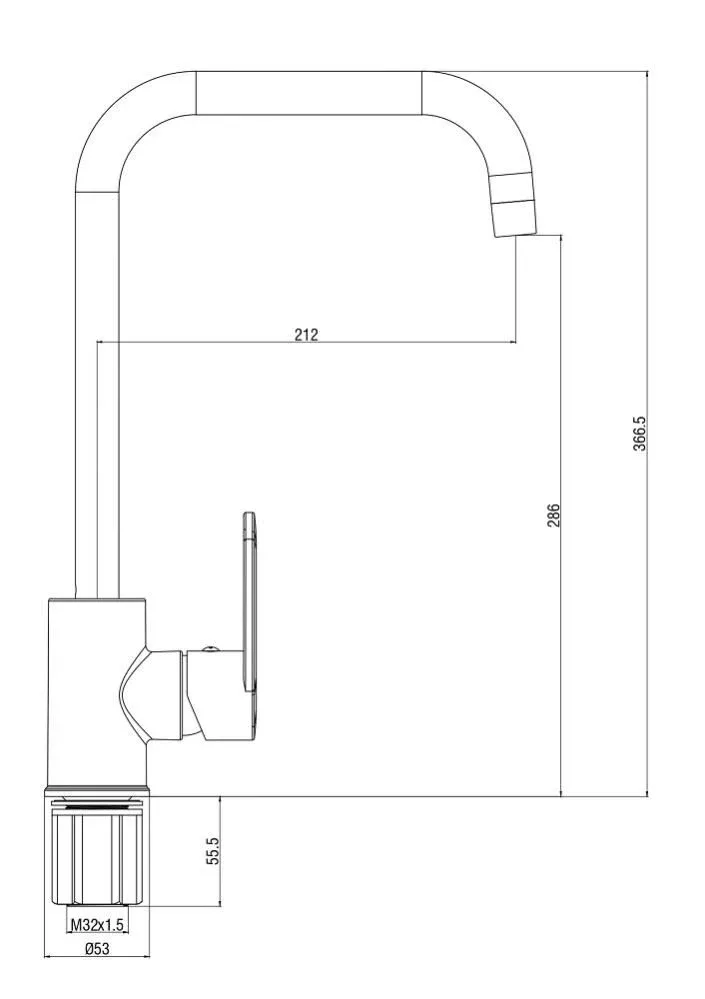 Смеситель Voda Waterfall WF519 для кухни, Г-излив