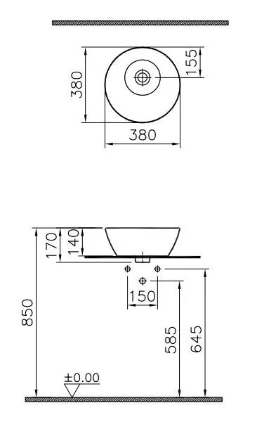 Накладная раковина Vitra Geo 38*38