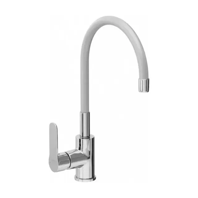 Смеситель Avrora Kitchen AV9002G для кухни с гибким изливом хром/серый