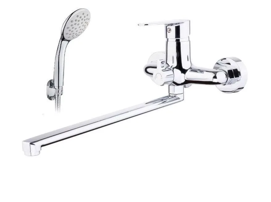 Смеситель Rusant RV1523515-029L универсальный с душевыми аксессуарами хром
