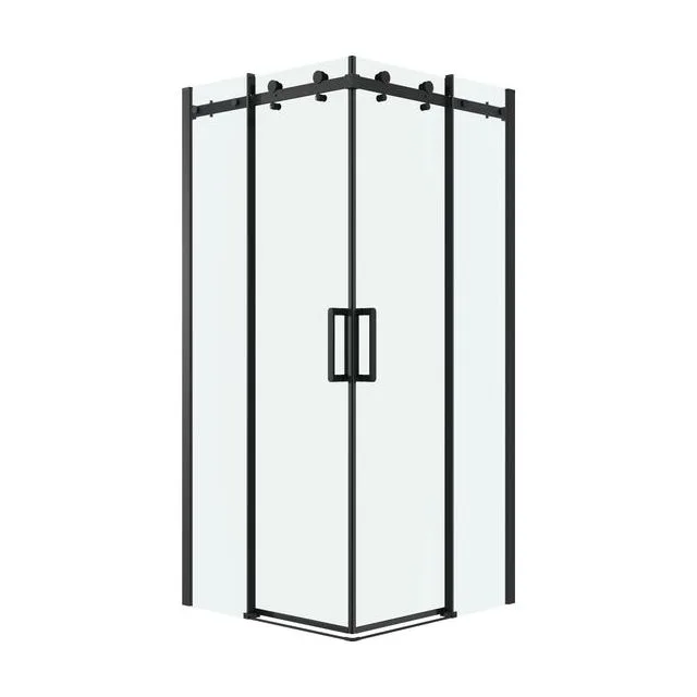 Душевое ограждение Grossman Classic 300.K33.04.9090.21.00 (90х90х195) квадрат,раздвижная,черный матовый,стекло прозрачное