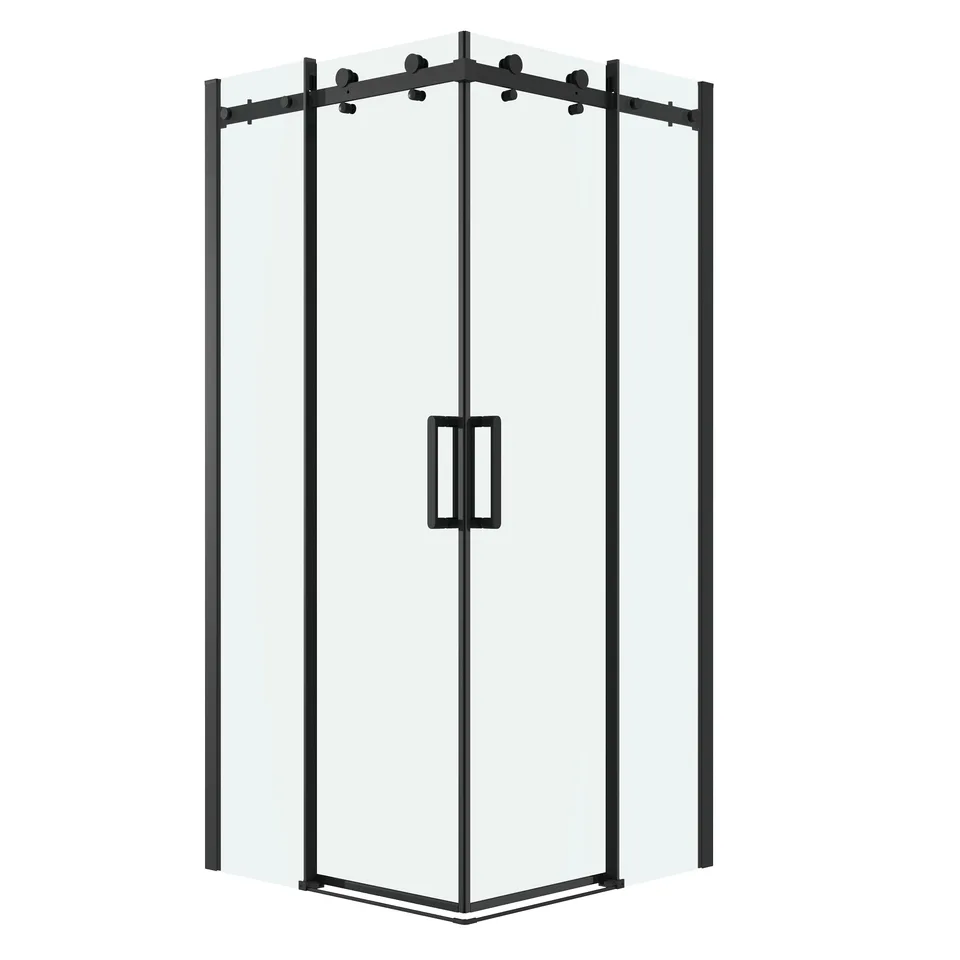 Душевое ограждение Grossman Classic 300.K33.04.1010.21.00 (100х100х195) квадрат,раздвижная,черный матовый, стекло прозрачное, 2 места