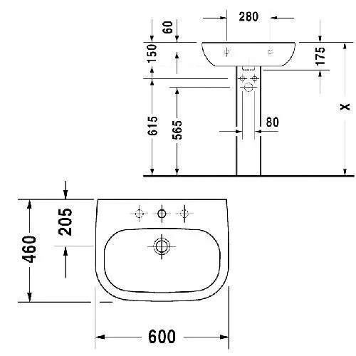 Раковина Duravit D-Code 60*46