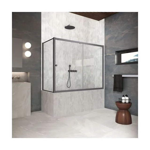 Шторка на ванную ZV+ZVF Protec 150*80 06 01, профиль GunMetal, стекло прозрачное