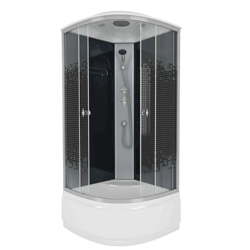Душевая кабина Niagara Eco NG-7509-14BLACK (100х100х215) высокий поддон(40см),стекло мозаика,4 места