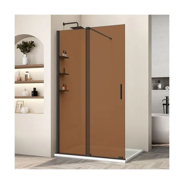 Душевая перегородка Vincea Волк-Ин (Walk-In) VSW-1WSL120GSB 120х200 стекло тонированное 8 мм профиль черный