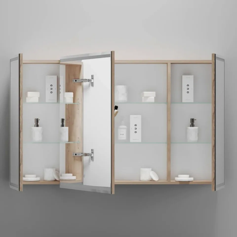 Зеркало-шкаф Sancos Mirror 119*74 с Led подсветкой дуб галифакс натуральный