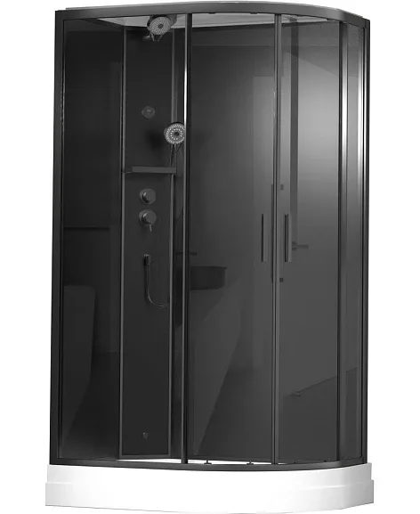 Душевая кабина Timo Premium Ilma 902 L Black 120х80 с крышей