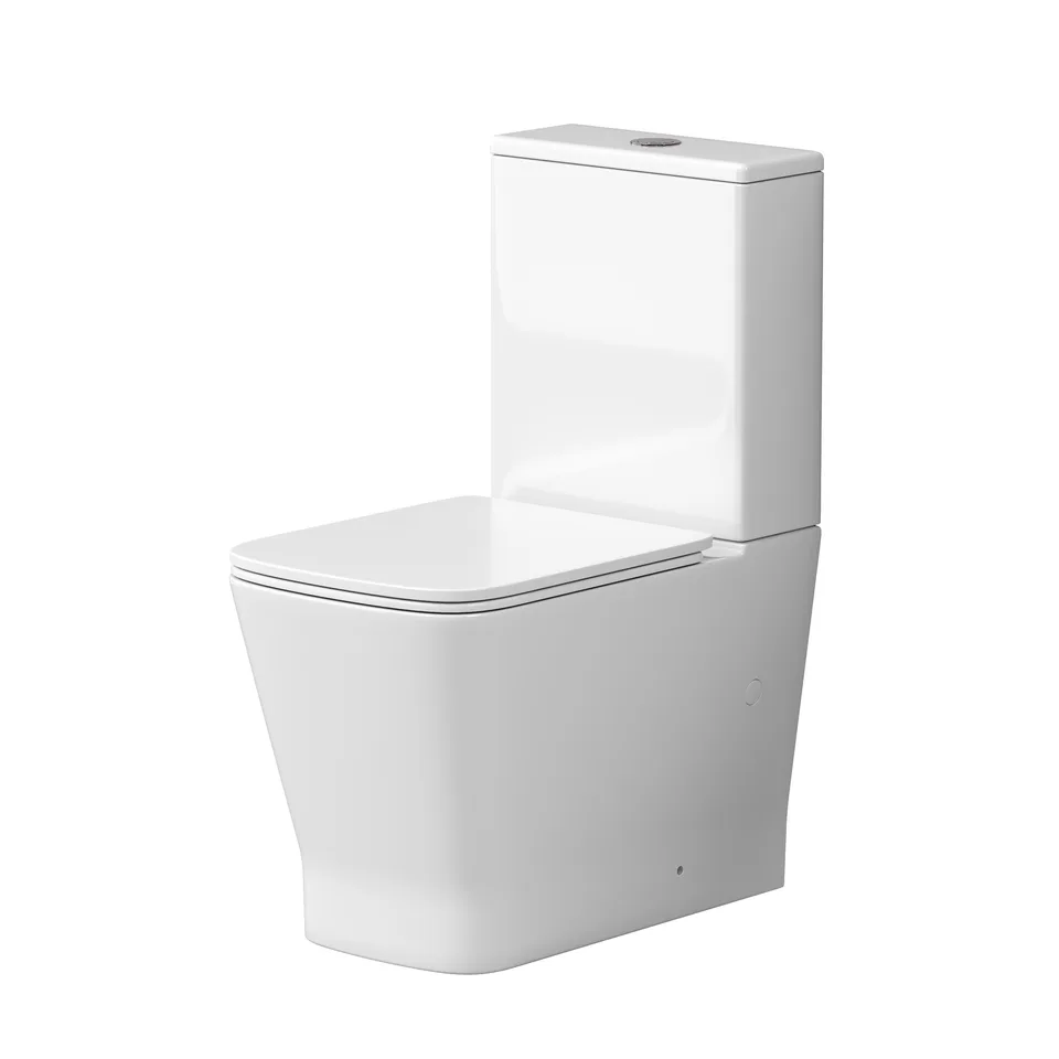 Унитаз напольный Grossman GR-4490SQ (605х365х820) безободковый,белый с тонкой крышкой,микролифт,смыв торнадо,2 места