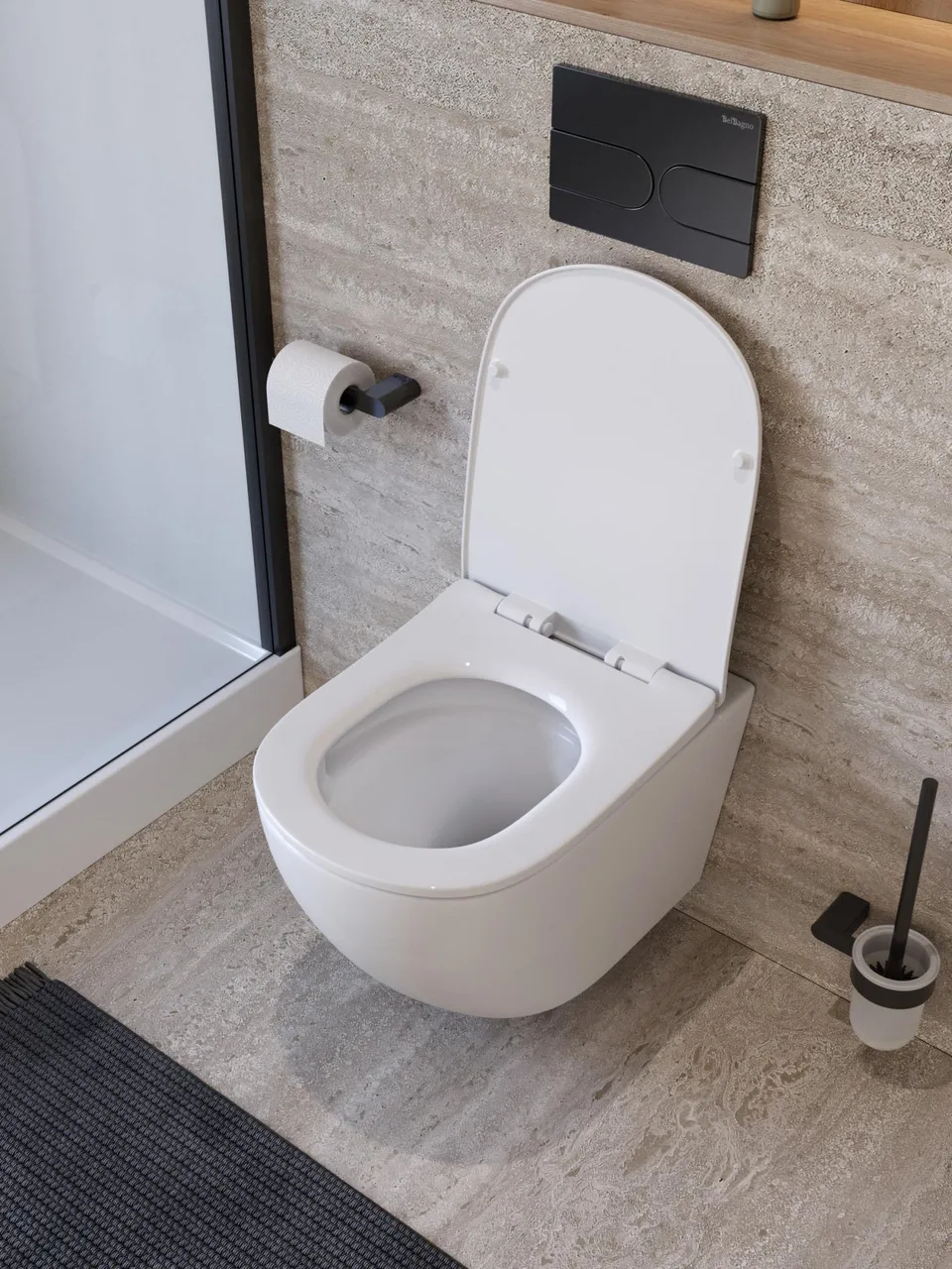 Унитаз подвесной безободковый с сиденьем и смывом TORNADO BelBagno MARINO-TOR BB7026CH-TOR/SC