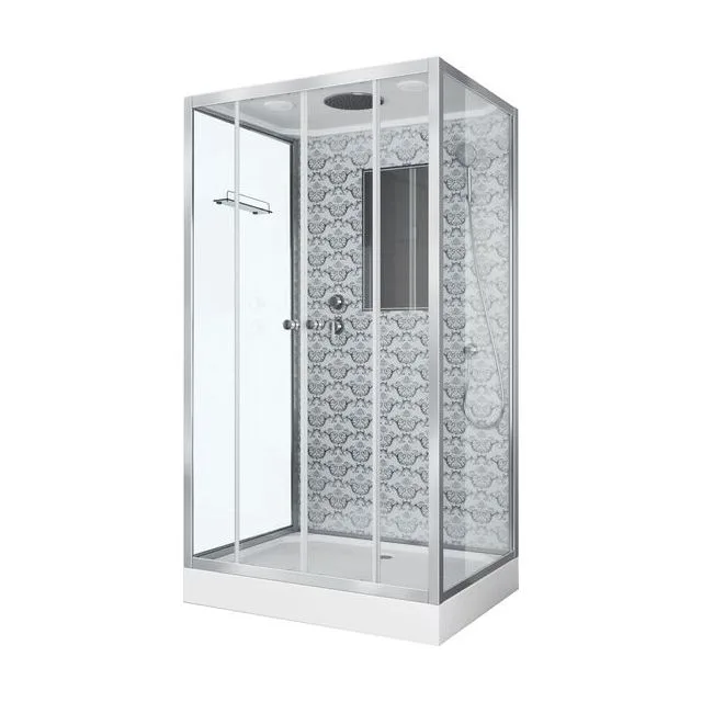 Душевая кабина Niagara Luxe NG-7772QW (120x90х210) низкий поддон(15см),дверь раздвижная,стенки серебро
