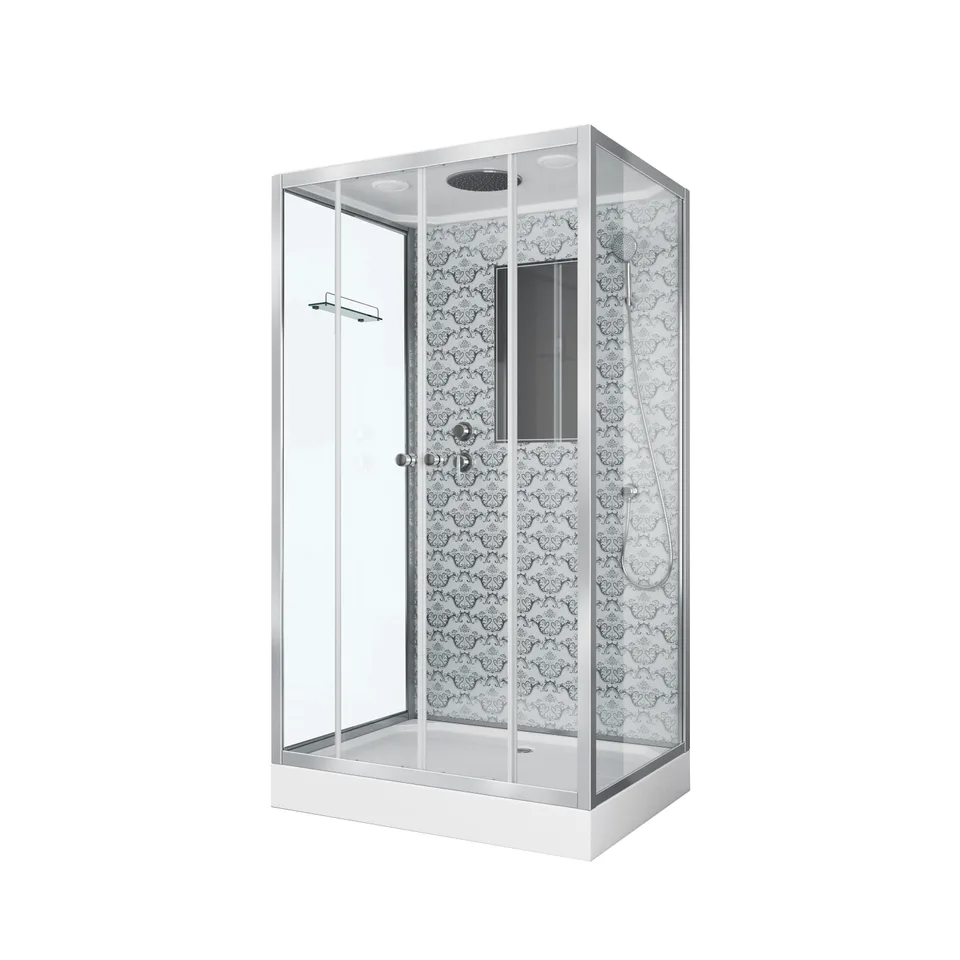 Душевая кабина Niagara Luxe NG-7772QW (120x90х210) низкий поддон(15см),дверь раздвижная,стенки серебро,4 места