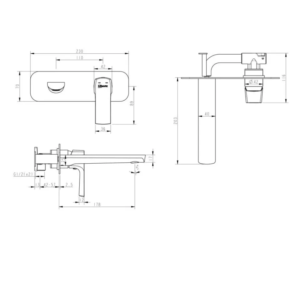 Смеситель Lemark Ursus LM7226BL для раковины скрытый монтаж черный