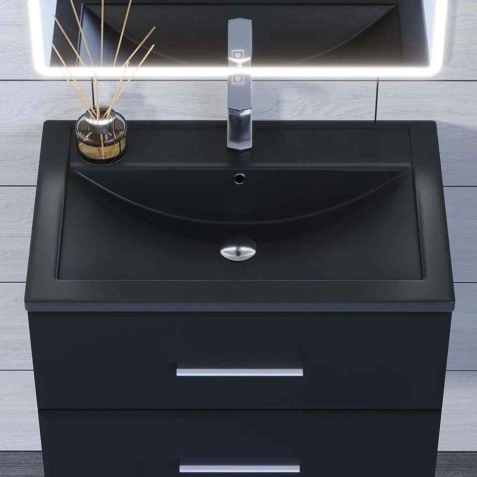 Встраиваемая раковина Uperwood Foster Quartz 70*45,5 черная матовая, космос