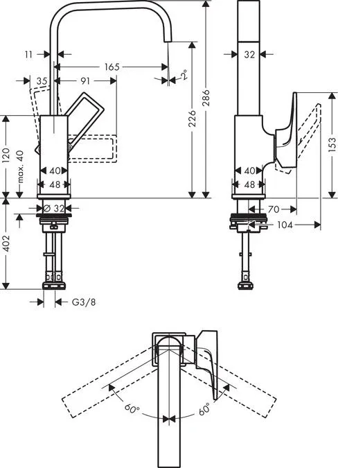 Смеситель Hansgrohe Metropol 74511000 для раковины с донным клапаном хром