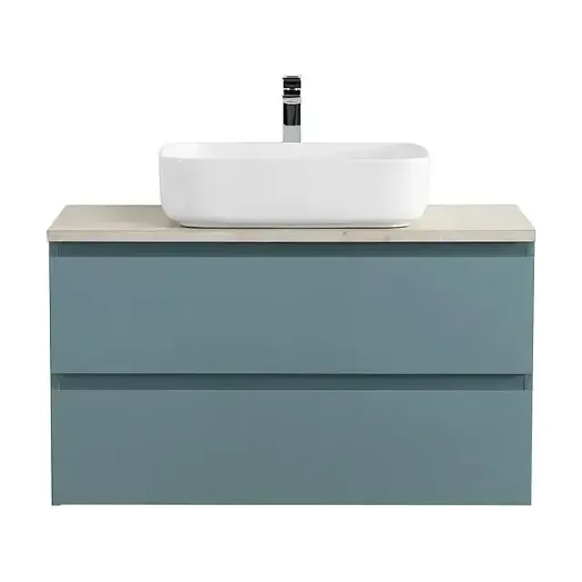 Тумба с раковиной BelBagno Крафт (Kraft) 80 голубая матовая (столешница кремовый матовый мрамор)