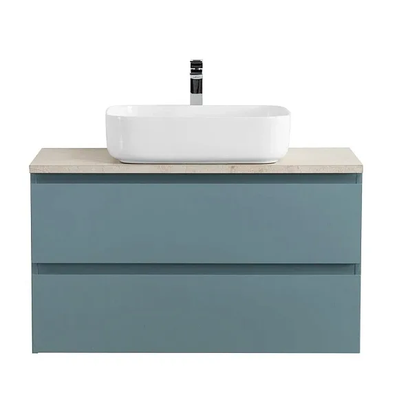 Тумба с раковиной BelBagno Крафт (Kraft) 80 голубая матовая (столешница кремовый матовый мрамор)