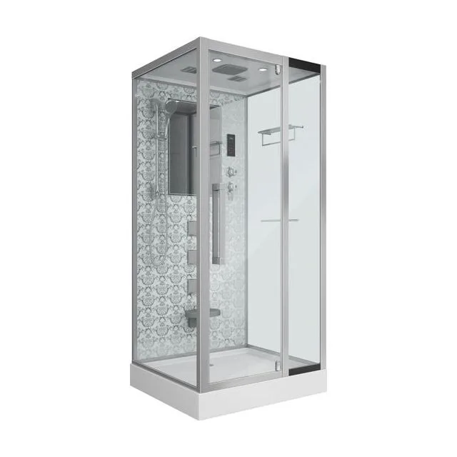 Душевая кабина Niagara Luxe NG-7714W (100x90х215) низкий поддон(15см),дверь распашная,стенки серебро