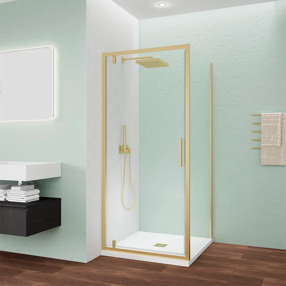 Боковая панель Veconi Ottimo SP G, 1000х1900 золото брашинг, стекло прозрачное