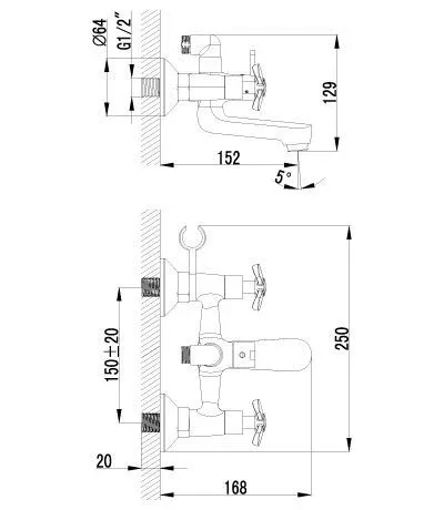 Смеситель Lemark Partner для ванны и душа LM6542C