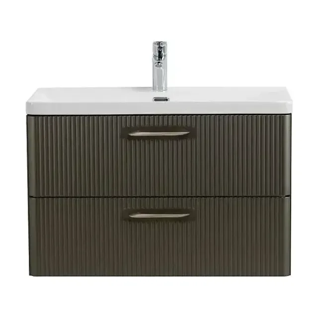 Тумба с раковиной BelBagno Дуэ (Due) 80 оружейная сталь,ручки сатиновый никель