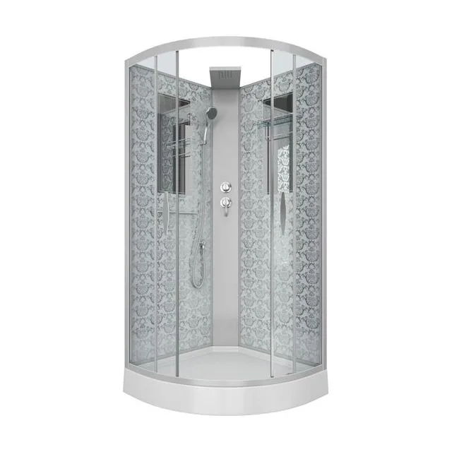 Душевая кабина Niagara Luxe NG-7715WBK (90x90х210) низкий поддон(15см),дверь раздвижная,стенки серебро,без крыши