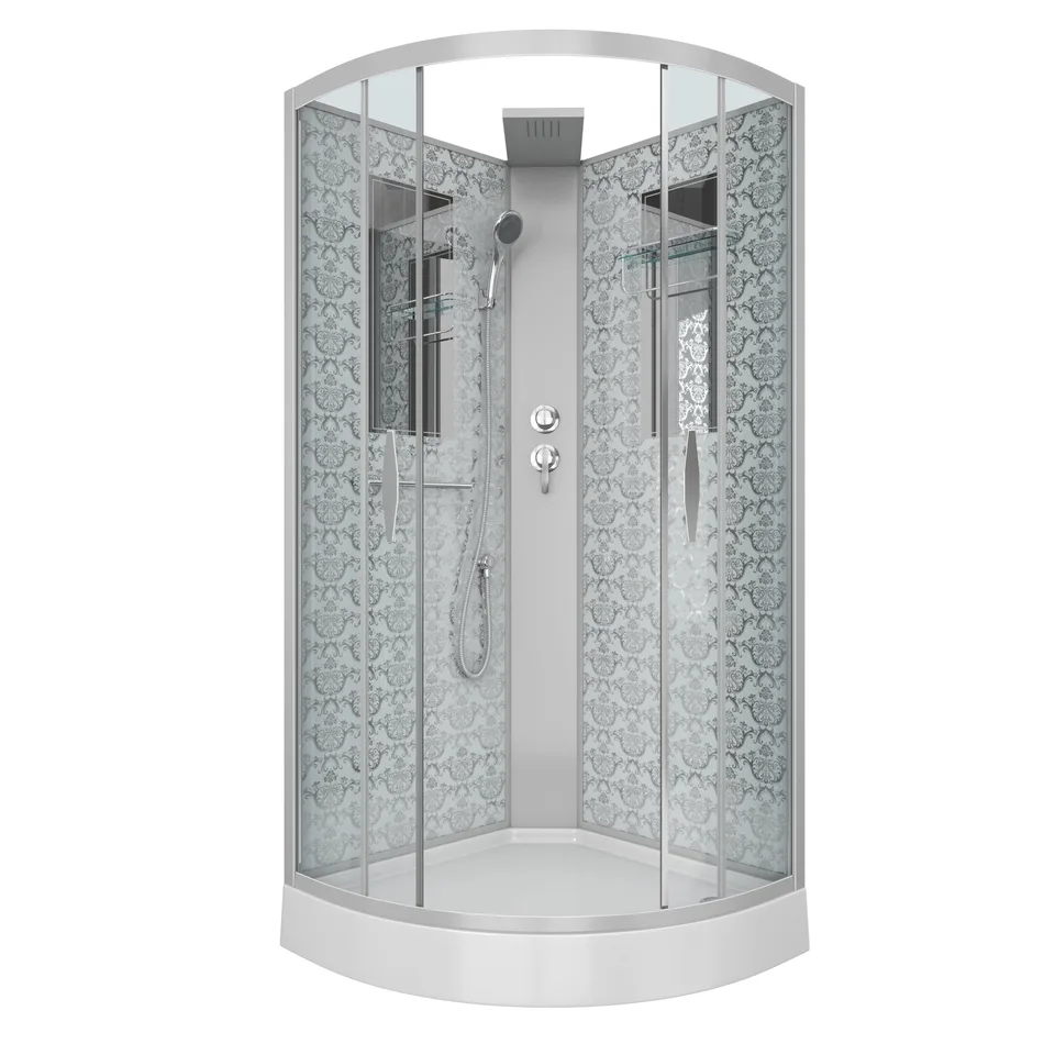 Душевая кабина Niagara Luxe NG-7715WBK (90x90х210) низкий поддон(15см),дверь раздвижная,стенки серебро,без крыши,4 места