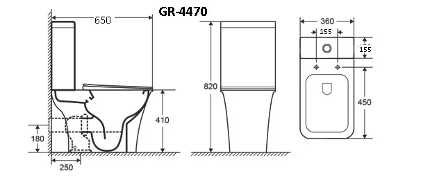 Унитаз напольный Grossman Galaxy GR-4470S (650х360х820) безободковый,белый с тонкой крышкой,микролифт,2 места