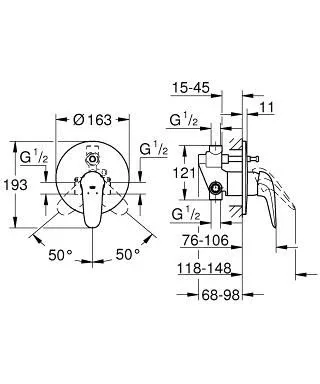 Смеситель Grohe Eurostyle 23730003 для ванны и душа скрытый монтаж