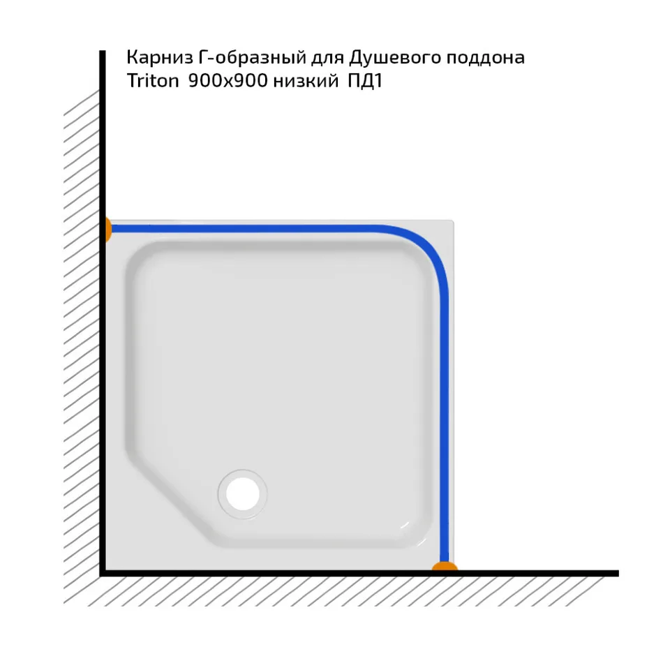 Карниз для квад., поддона 90×90 см
