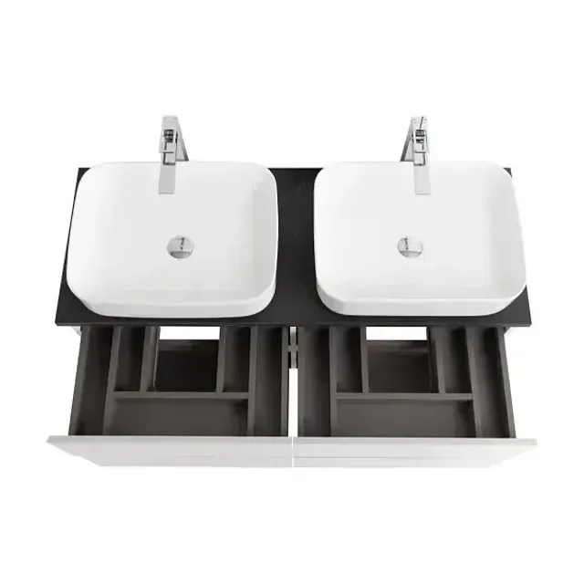 Комплект мебели BelBagno Крафт (Kraft) 120 с четырьмя ящиками белый матовый (столешница черный матовый мрамор)