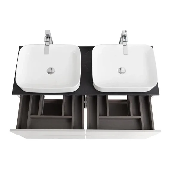 Комплект мебели BelBagno Крафт (Kraft) 120 с четырьмя ящиками белый матовый (столешница черный матовый мрамор)