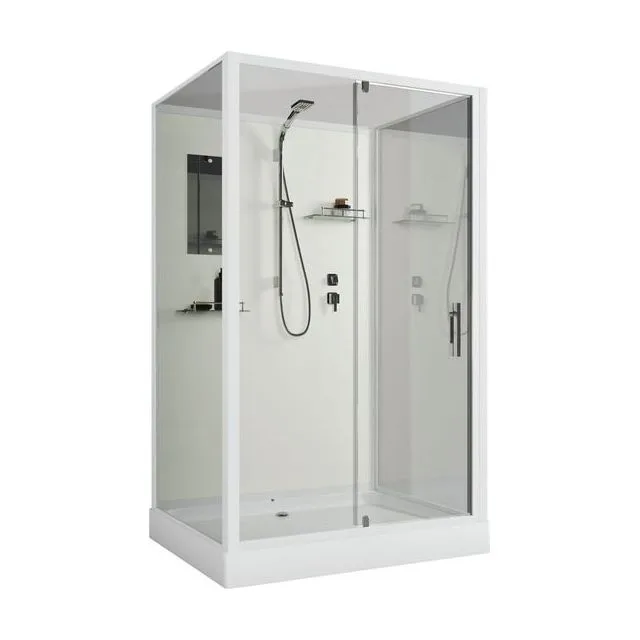Душевая кабина Niagara Standart ST120/90/15Q/BK (120х90х200) прямоугольник,поддон 15см,распашная,проф.белый,без крыши