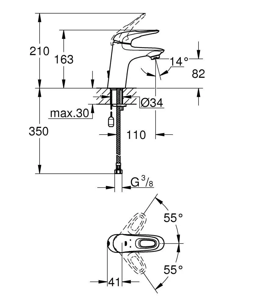 Смеситель Grohe Eurostyle 33557003 для раковины с цепочкой
