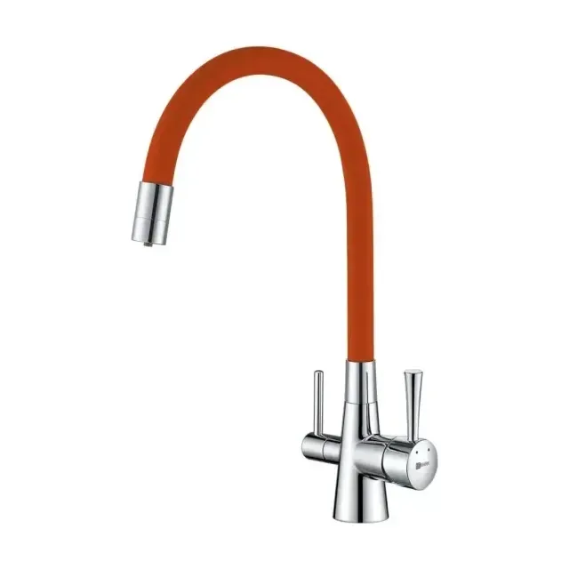 Смеситель Lemark Comfort LM3075C-Orange для кухни с функцией подключения фильтра и гибким изливом хром/оранжевый